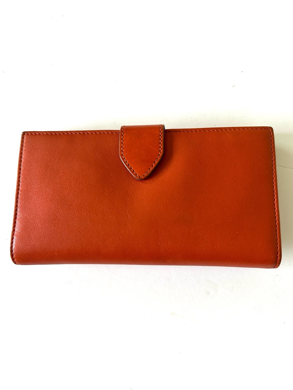 Salvatore Ferragamo Orange Leather Clasp Wallet with Gold Hardware - Picture 7 of 10